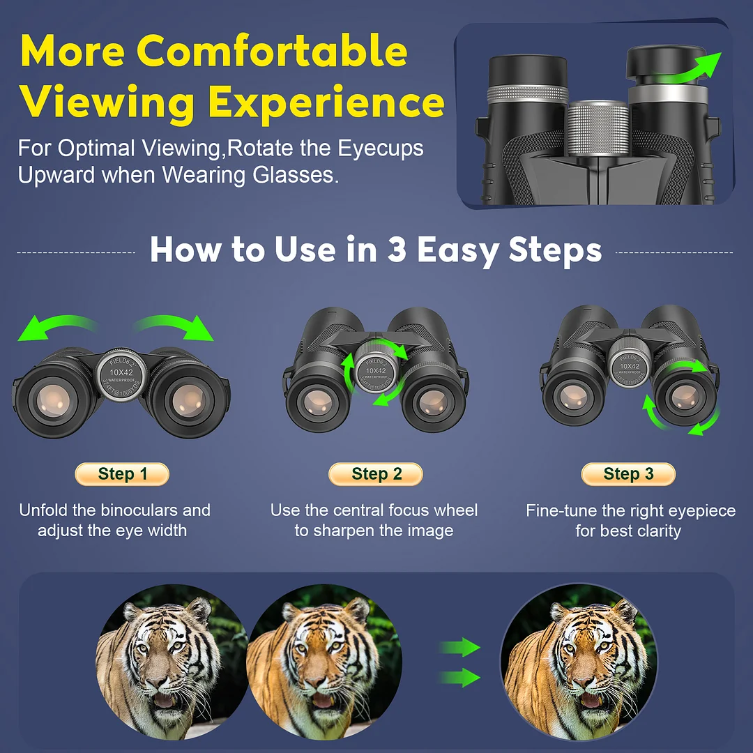 HD Binoculars for Adults, High Powered with Upgraded Phone Adapter, Lightweight Waterproof (black)