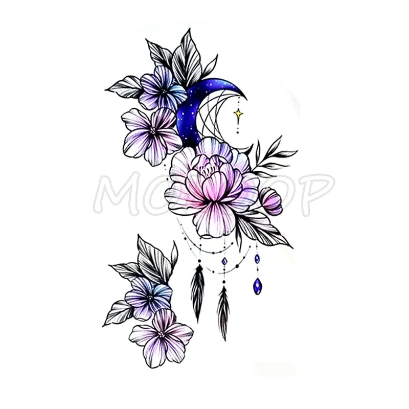 Waterproof Temporary Tattoo Stickers Black Somnus Flower Plant Small Size Tatto Flash Tatoo Fake Tattoos for Man Kid Girl Women