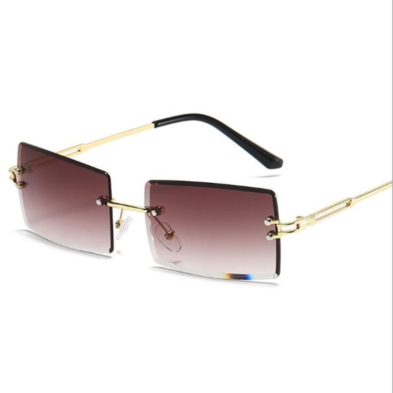 

Rectangular Rimless Sunglasses for Women Streetwear Eyewear Fashion Gift, 501 Original