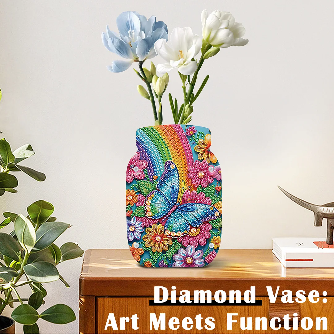 Butterfly Acrylic Double Sided Special Shape Diamond Painting Vase for Home