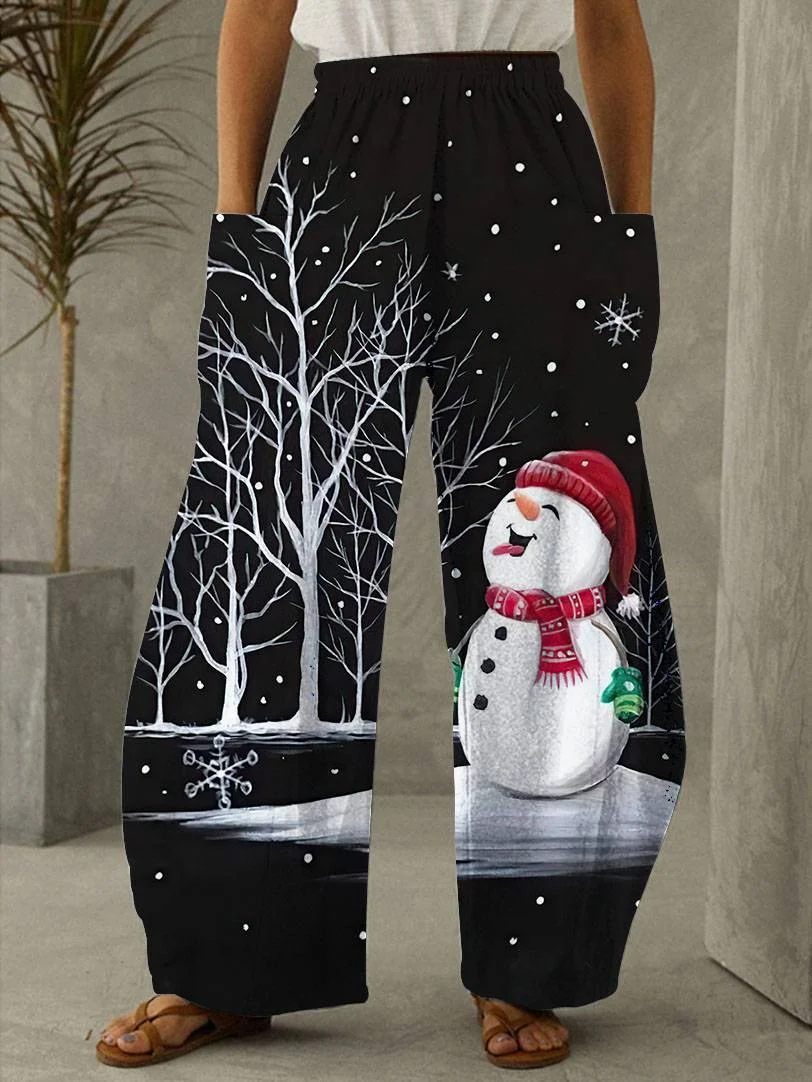 Christmas 3D Printed Wide Leg Pants DMladies