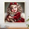 Vie d’animaux de compagnie fille-plein diamant rond peinture-30 * 30cm