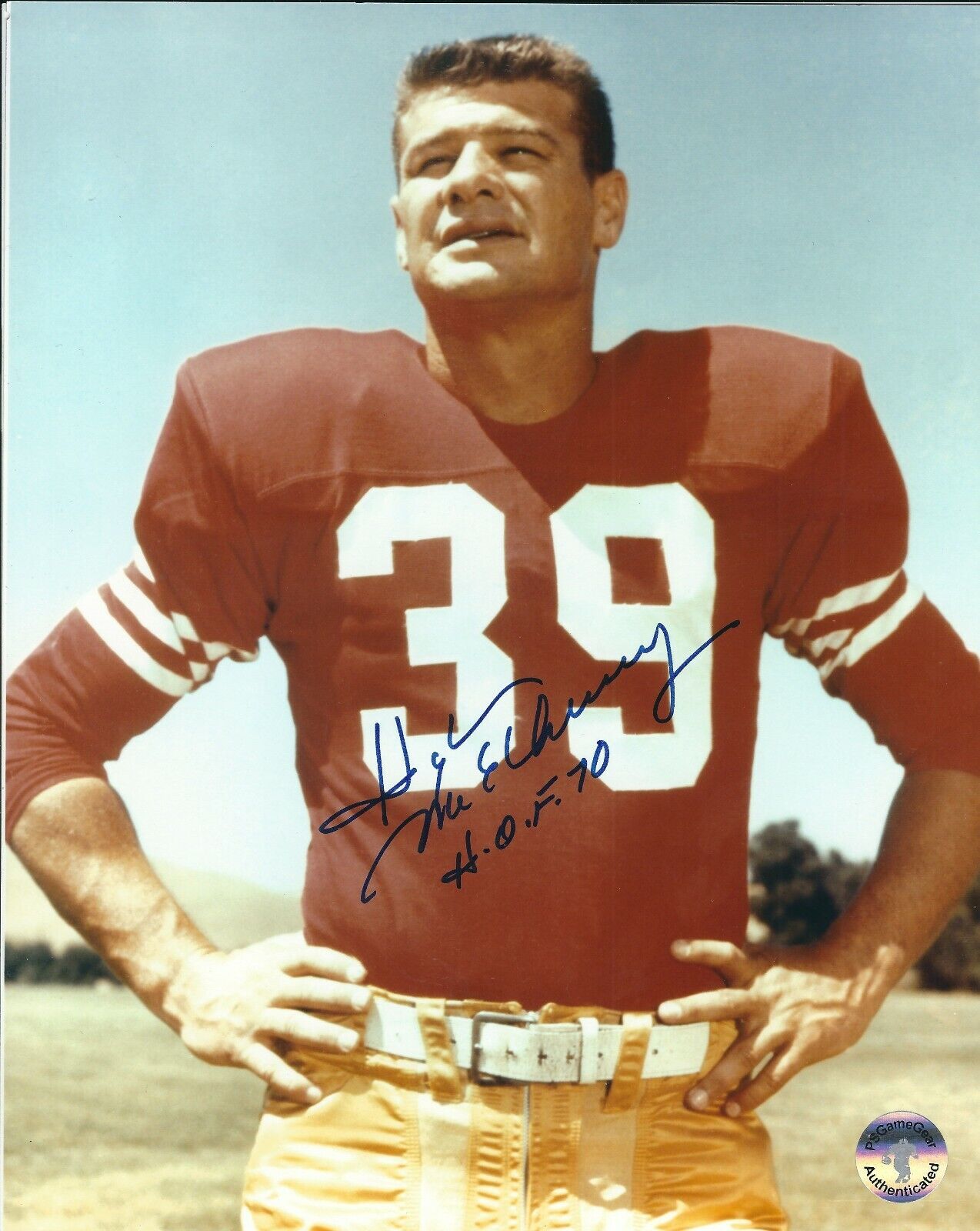 Autographed HUGH MCELHENNY HOF San Francisco 49ers 8x10 Photo Poster painting COA