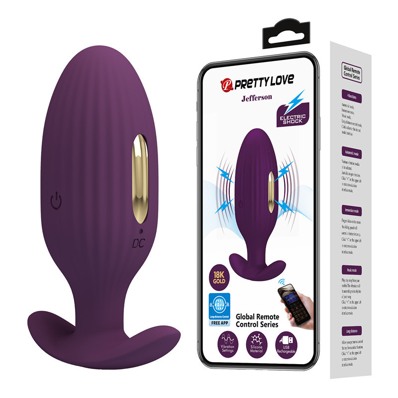 PrettyLove Bluetooth APP Control Vibrating Shocking Butt Plug 