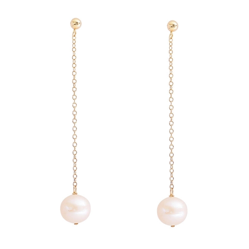 1 Pair Freshwater Pearl Solid Color Drop Earrings