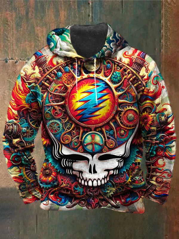 Unisex Skull Print Heavyweight Hoodies