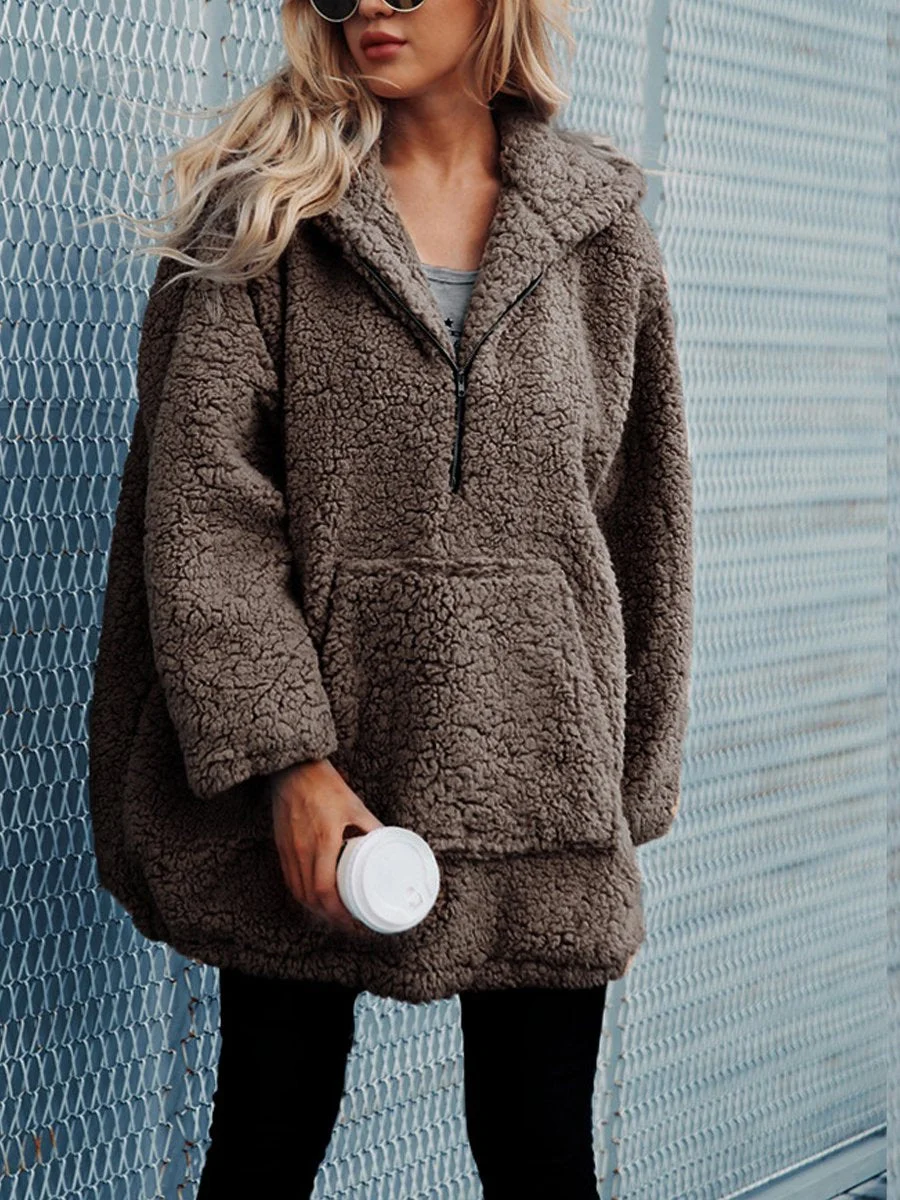 Casual Loose Hooded Zipper Sweatshirt