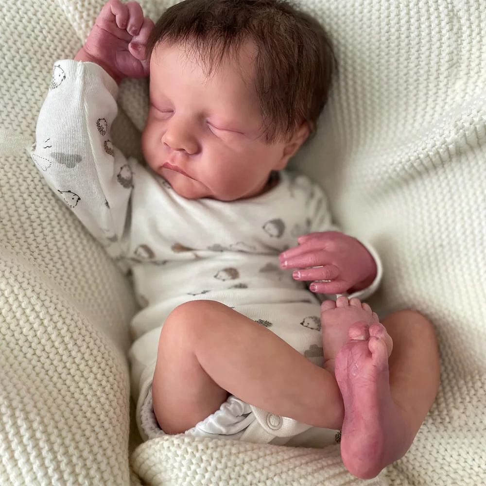 [Silicone Reborn Newborn Boy] 12'' Real Lifelike Weighted Sleeping Silicone Reborn Baby Doll Nathan with Hand Rooted Hair -Creativegiftss® - [product_tag] RSAJ-Creativegiftss®