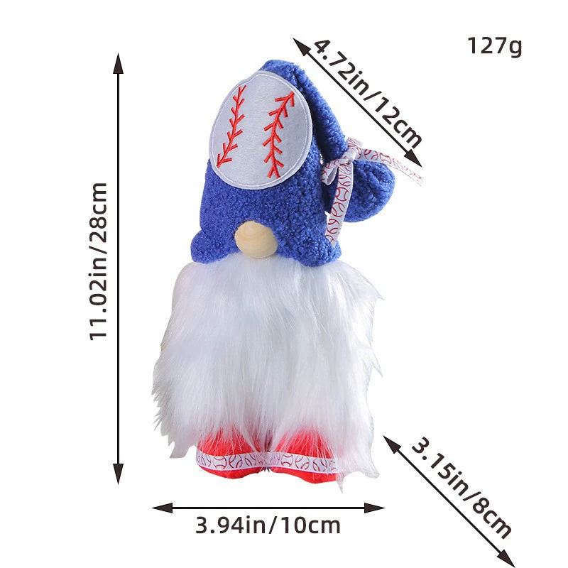 Baseball and Football - themed Faceless Gnome Dolls for Scene Decoration