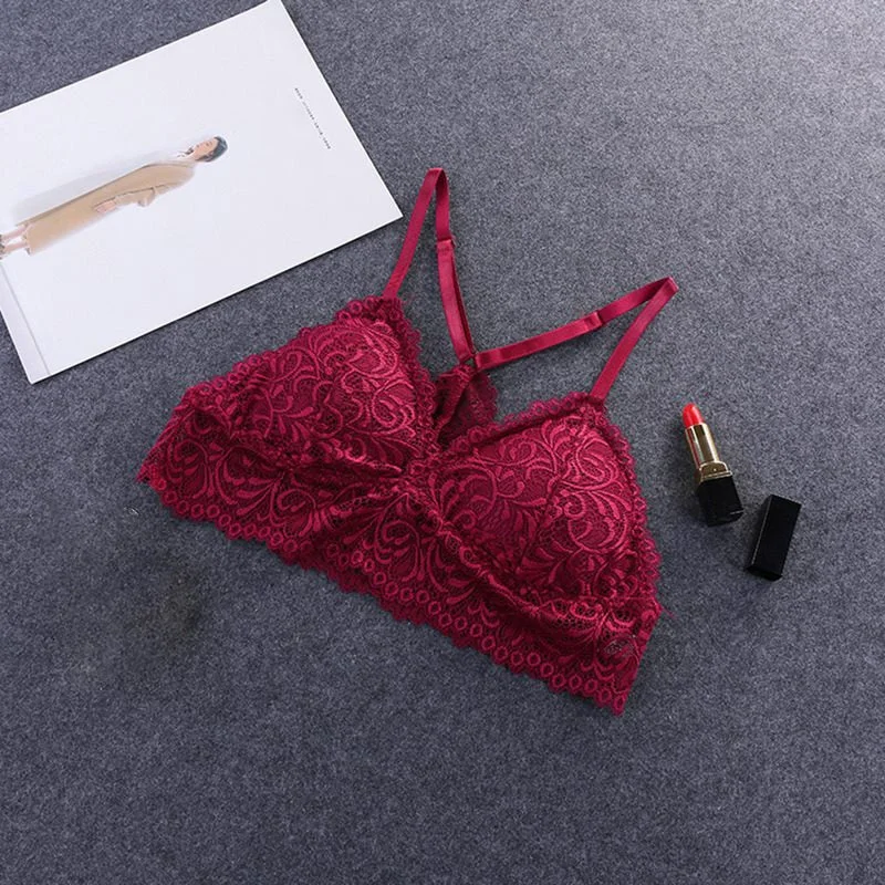 Bra Wireless Bras for Women Lingerie BH Lace Sexy Bralette Push Up Bra Plus Size Y-line Straps Backless Lace Bras Large Size