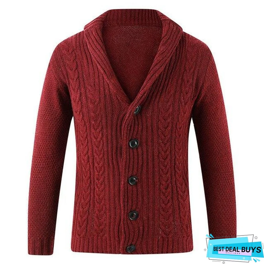 Men Casual Warm Men's High Quality Fashion Cardigan V-Neck Knitting Sweaters Coat