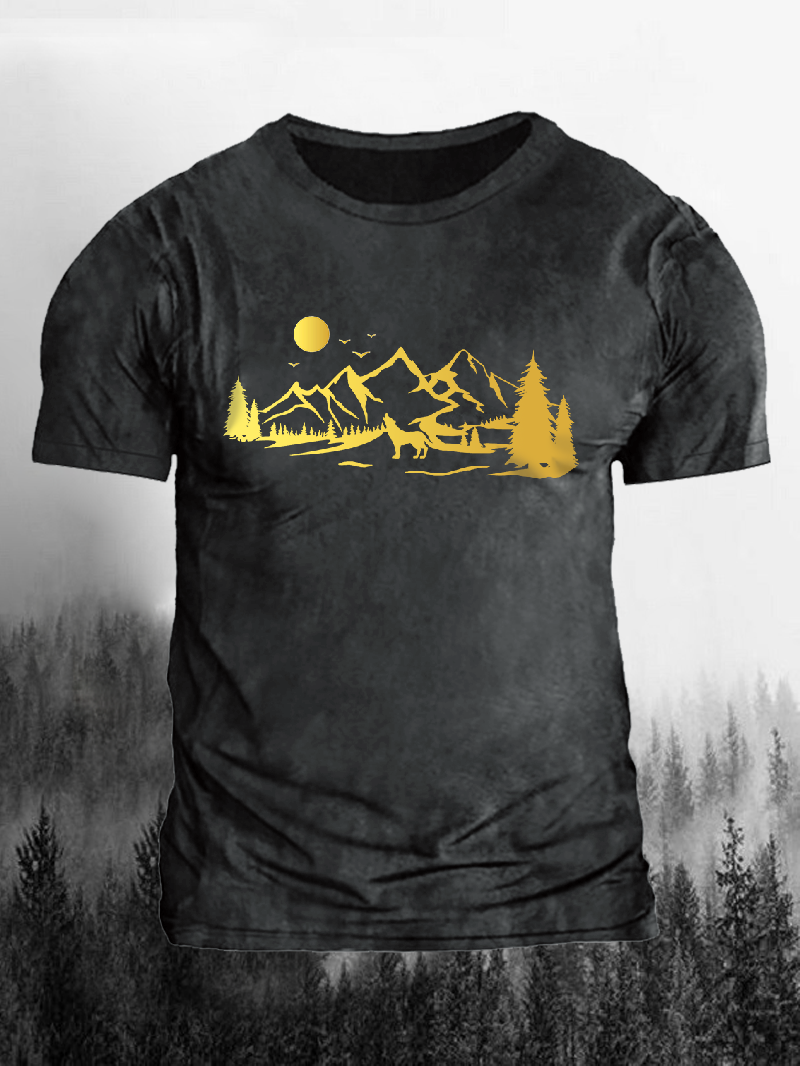 Men's Gold Version Mountain Wolf Short-Sleeved Shirt in  mildstyles
