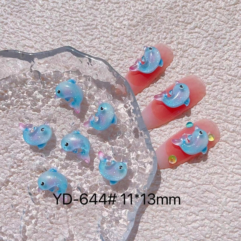 Cute Sweet Dolphin Hippocampus Shell Resin Nail Decoration Accessories 10 PCS/Package