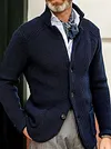 Men's Lapel Plain Cardigan Sweater