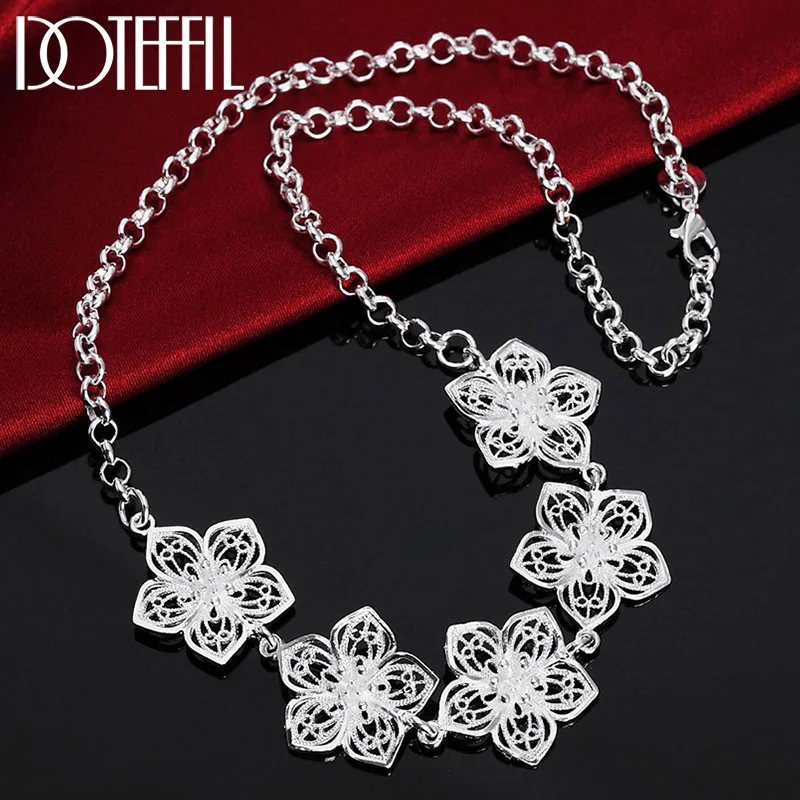 DOTEFFIL 925 Sterling Silver 20 Inch Bauhinia Pendant Necklace For Women Jewelry