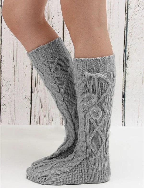 Winter Warm Thickened Knitting Hairball Socks
