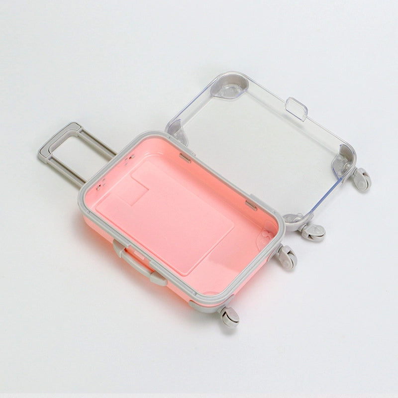 Simulation Mini Suitcase Trolley Case Transparent Mini Size Makeup Eyelash Box Storage Box Small Luggage