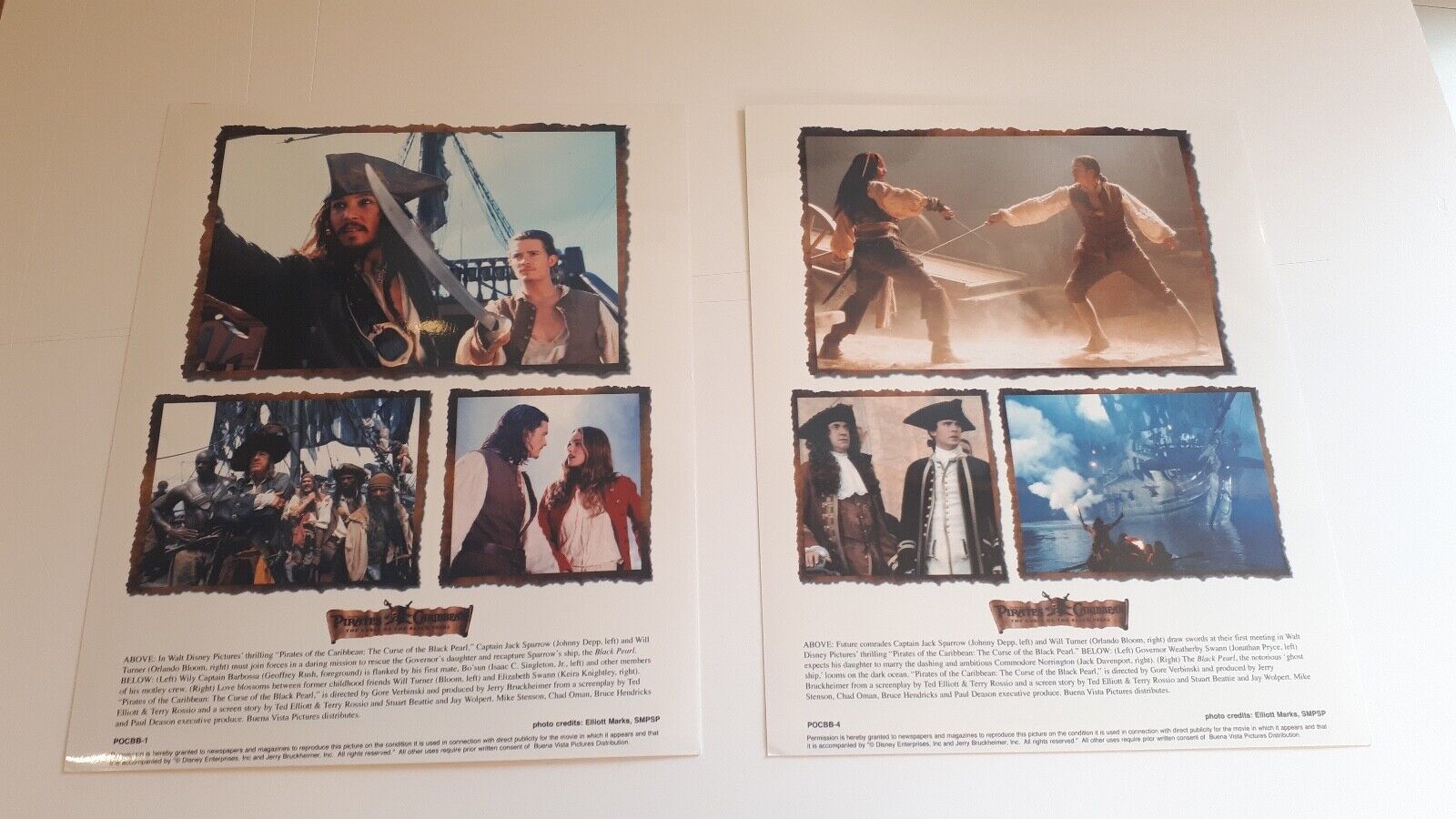 Pirates of the Caribbean colour press kit Photo Poster paintings Johnny Depp Orlando Bloom x5