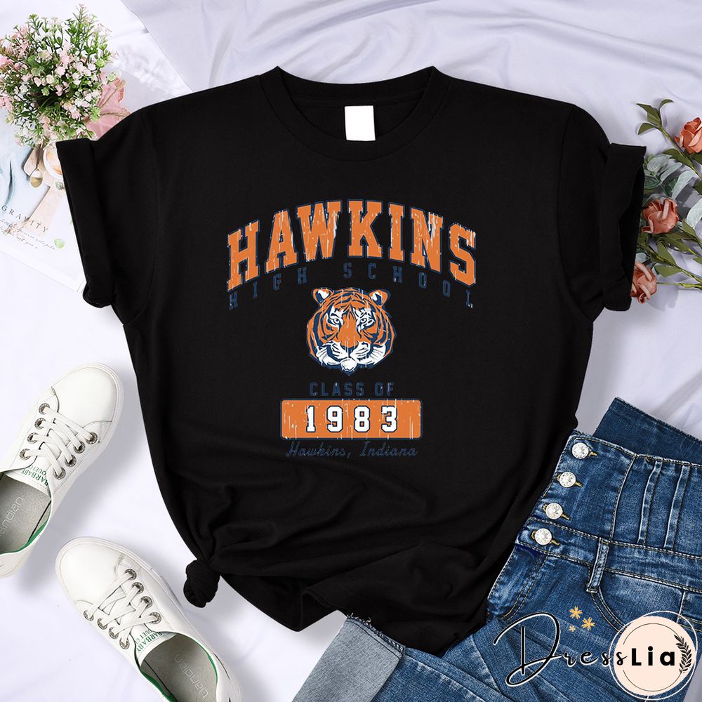 Hawkins High School Class Of 1983 Womens T-Shirts Breathable Casual Tshirt Cute Harajuku Short Sleeve Fashion T Shirts Female