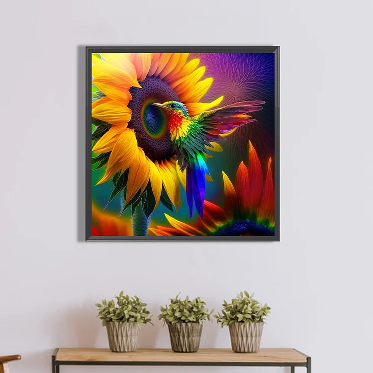 Stained Glass Hummingbird-Full Round Diamond Painting-30*30CM
