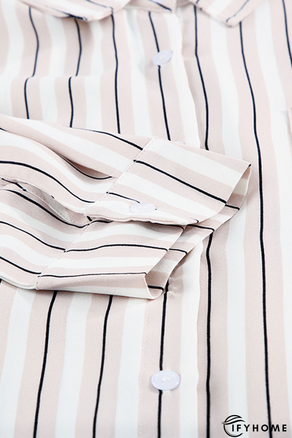 Khaki Striped Buttons Closure Long Sleeve Shirt | IFYHOME