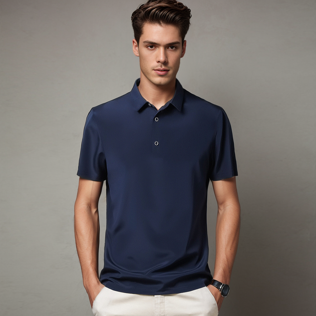 No-Iron Wrinkle-Free Men's Silk Polo Shirt Classic Style REAL SILK LIFE