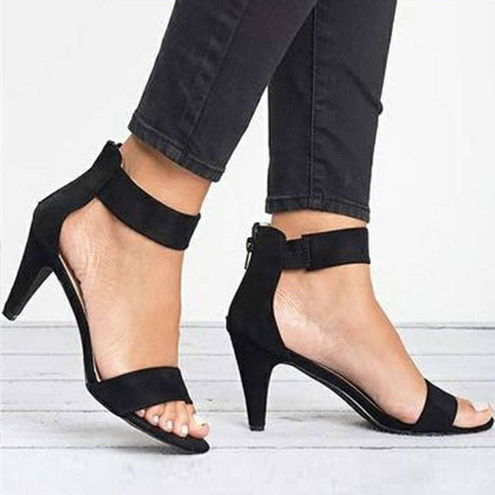 Mongw Spring Women Pumps Sandals Thin High Heel Open Toe Zipper Suede Leopard Platform Office Ladies Sandal Shoes Sapato Feminino