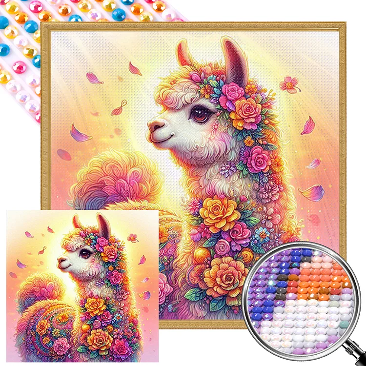 Sunset Flower Alpaca 30*30CM (Canvas) Full AB Round Drill Diamond Painting gbfke