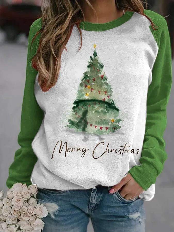 Women's Merry Christmas Tree🎄 Print Casual Sweatshirt