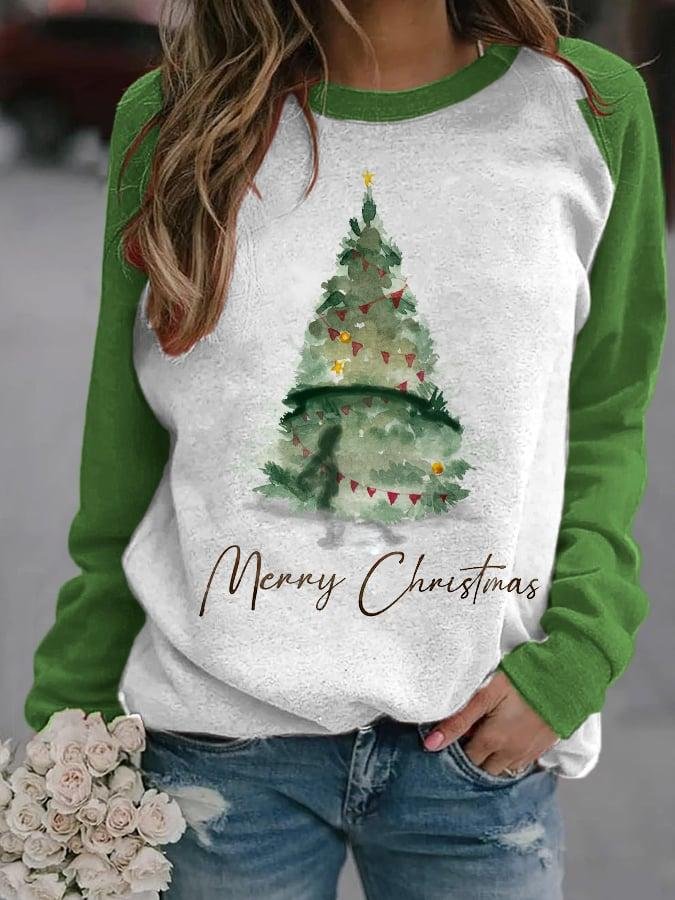 Women's Merry Christmas Tree🎄 Print Casual Sweatshirt