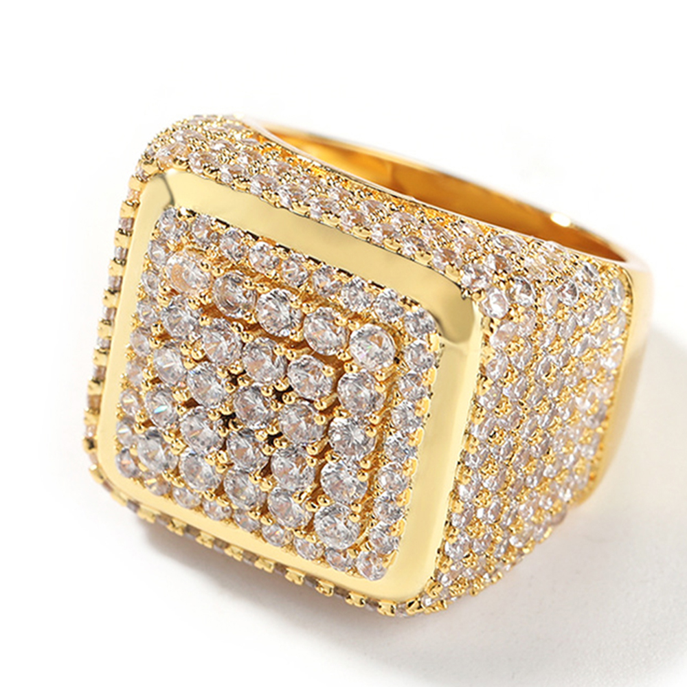 Vintage Big Sugar Cube Iced Out Bling CZ Stone Rings