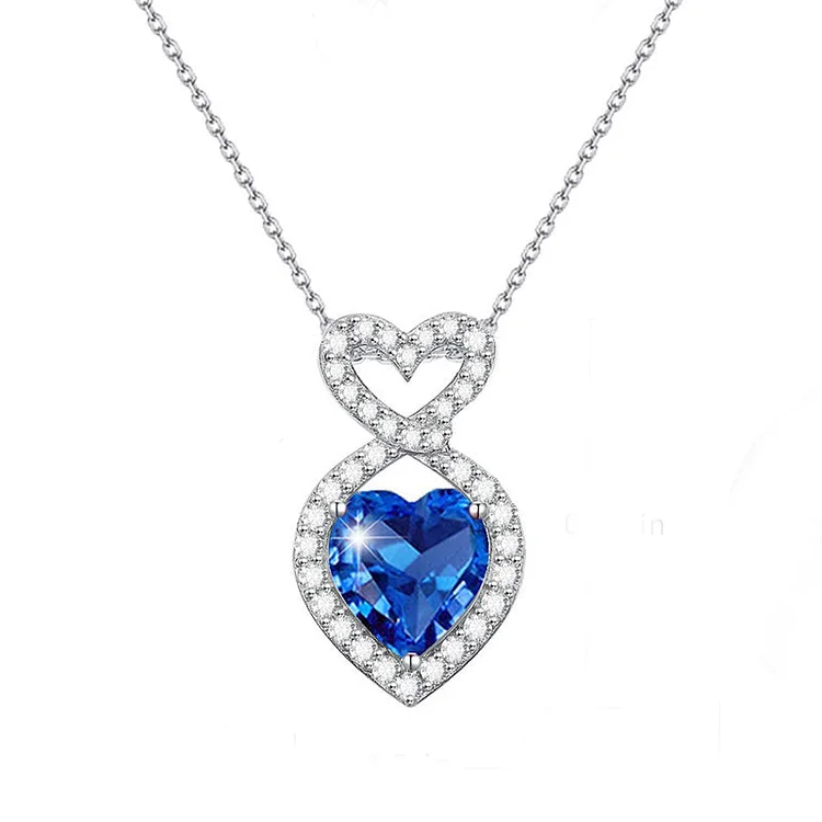 For Daughter-in-law - S925 You are also My Daughter-in-heart Blue Heart Crystal Necklace