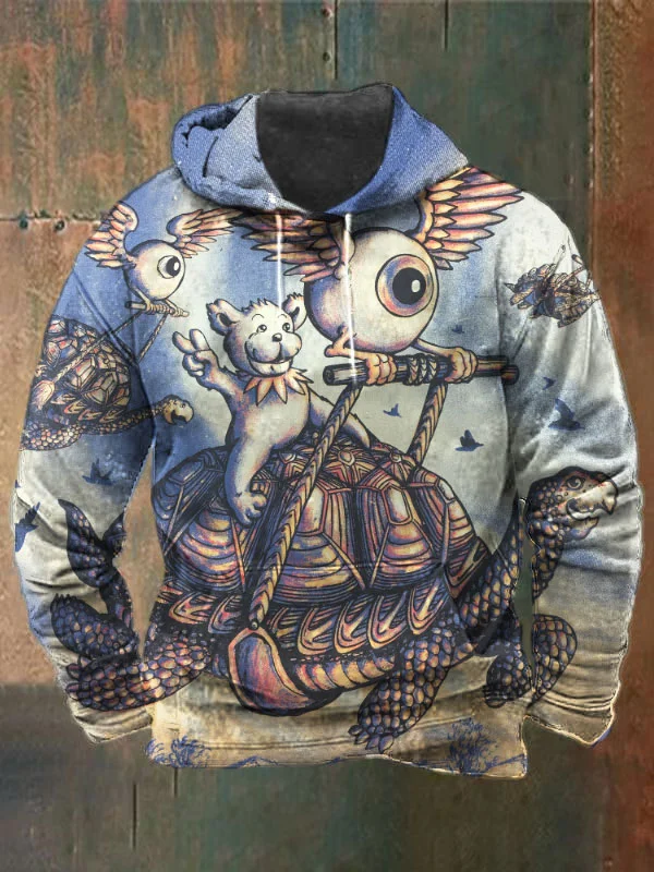Unisex Bear Terrapin Print Heavyweight Hoodies