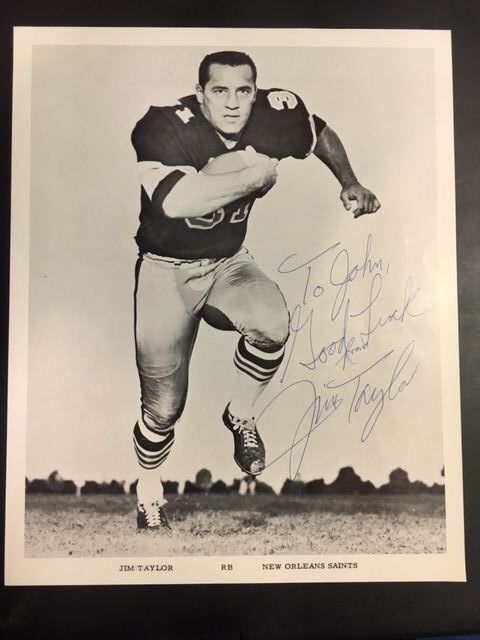 John Taylor HOF Signed 8x10 in N.O. Saints Uniform Rare and JSA Precertified