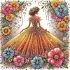 Color Floral Gown Girl Special Shaped 5D DIY Partial Drill Diamond Painting Kits 30x30cm Diamond Art Kit for Adults Home Decor