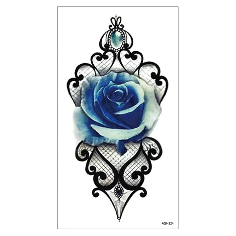 Waterproof Temporary Tattoo Sticker Snake Flower Rose Flash Tattoos Lace Fox Lion Bird Body Art Arm Skull Fake Sleeve Tattoo