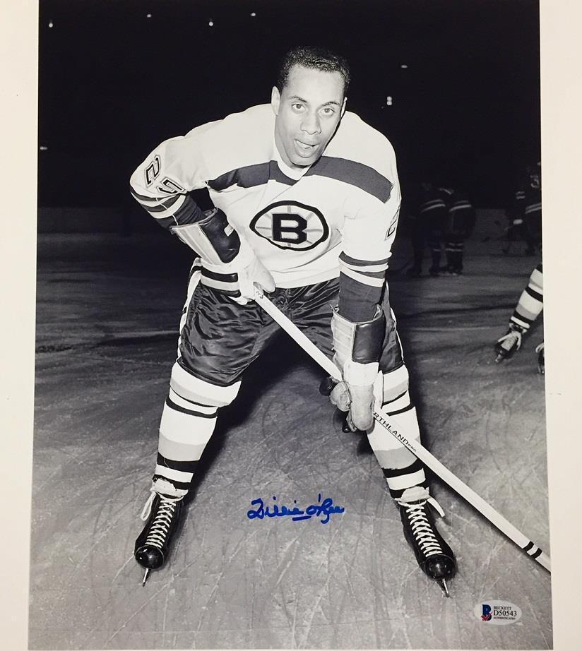 WILLIE O'REE Autograph BOSTON BRUINS Signed 11x14 Photo Poster painting #2 w/ Beckett BAS COA