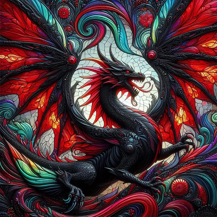 Dark Glass Dragon 30*30CM (Canvas) Full Round Drill Diamond Painting gbfke