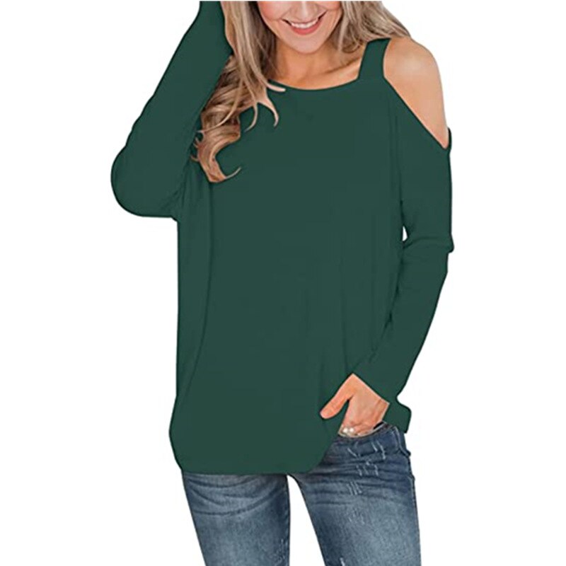 loose T-shirts Women Jumpers long Sleeve O-neck Tops Woman Pullover female cotton oversize off-shoulder cloth undershit AC1462