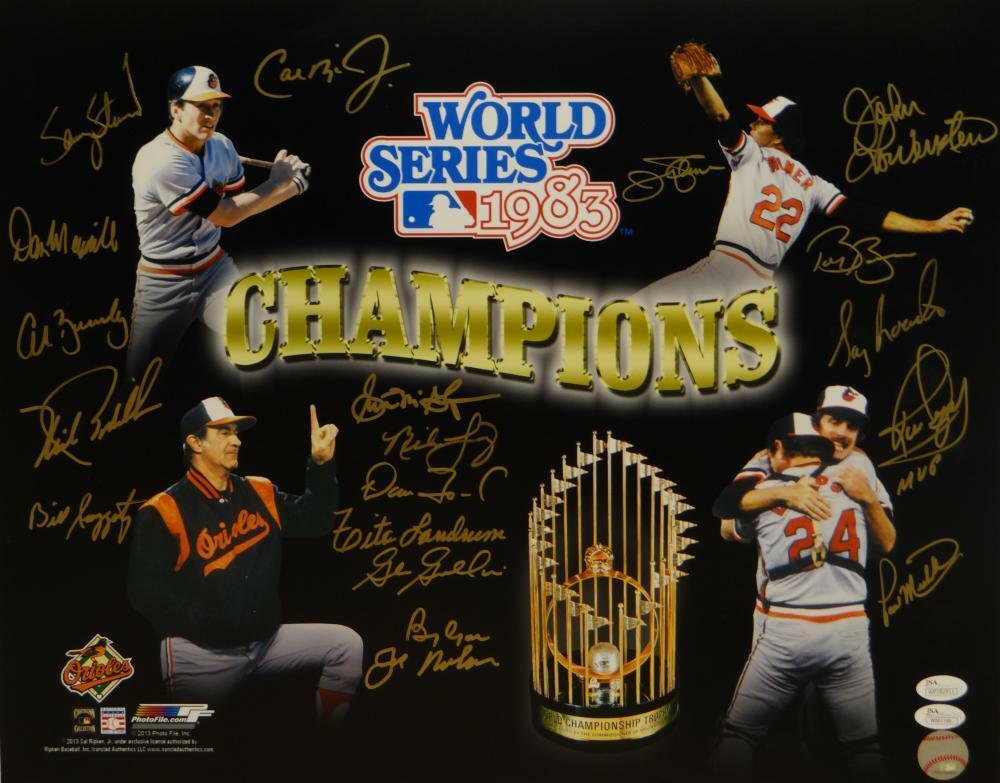 1983 Baltimore Orioles Signed 16x20 WS Champs Multi-Shot PF. Photo Poster painting- JSA W Auth