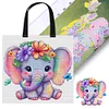 (US Only)11CT Elephant Cross Stitch Canvas Tote Bag DIY Sewing Bag Gift for Friend40x40cm