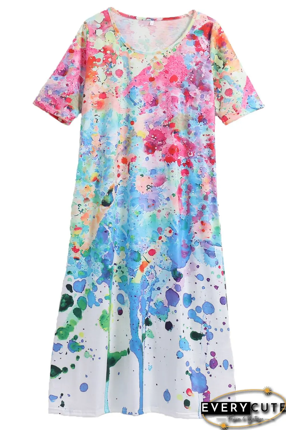 Fashion Personality Retro Floral Print Half Sleeve Dress Black Dresses