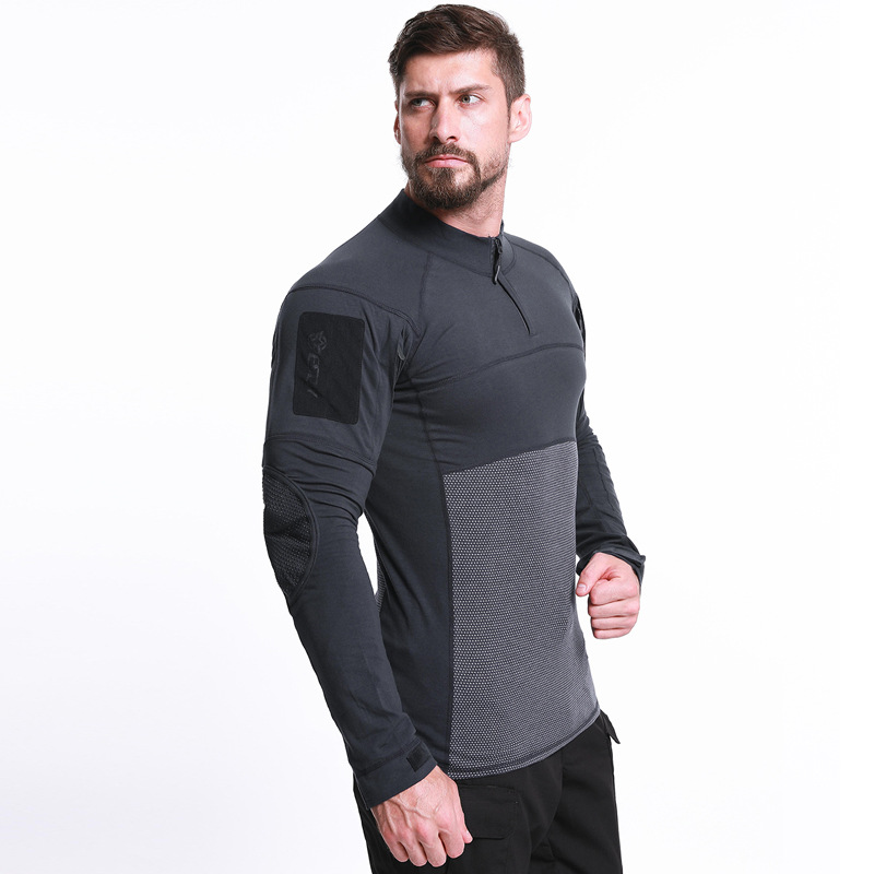 Camo Tactical Military Shirts Long Sleeve 1/4 Zipper Fit Combat Shirts Camo Tactical Military Shirts Long Sleeve 1/4 Zipper Fit Combat Shirts