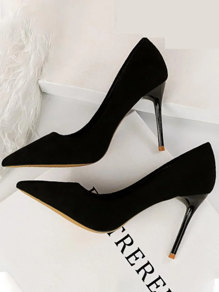 Fashion simple stiletto suede shallow pointy high-heeled sexy shoes