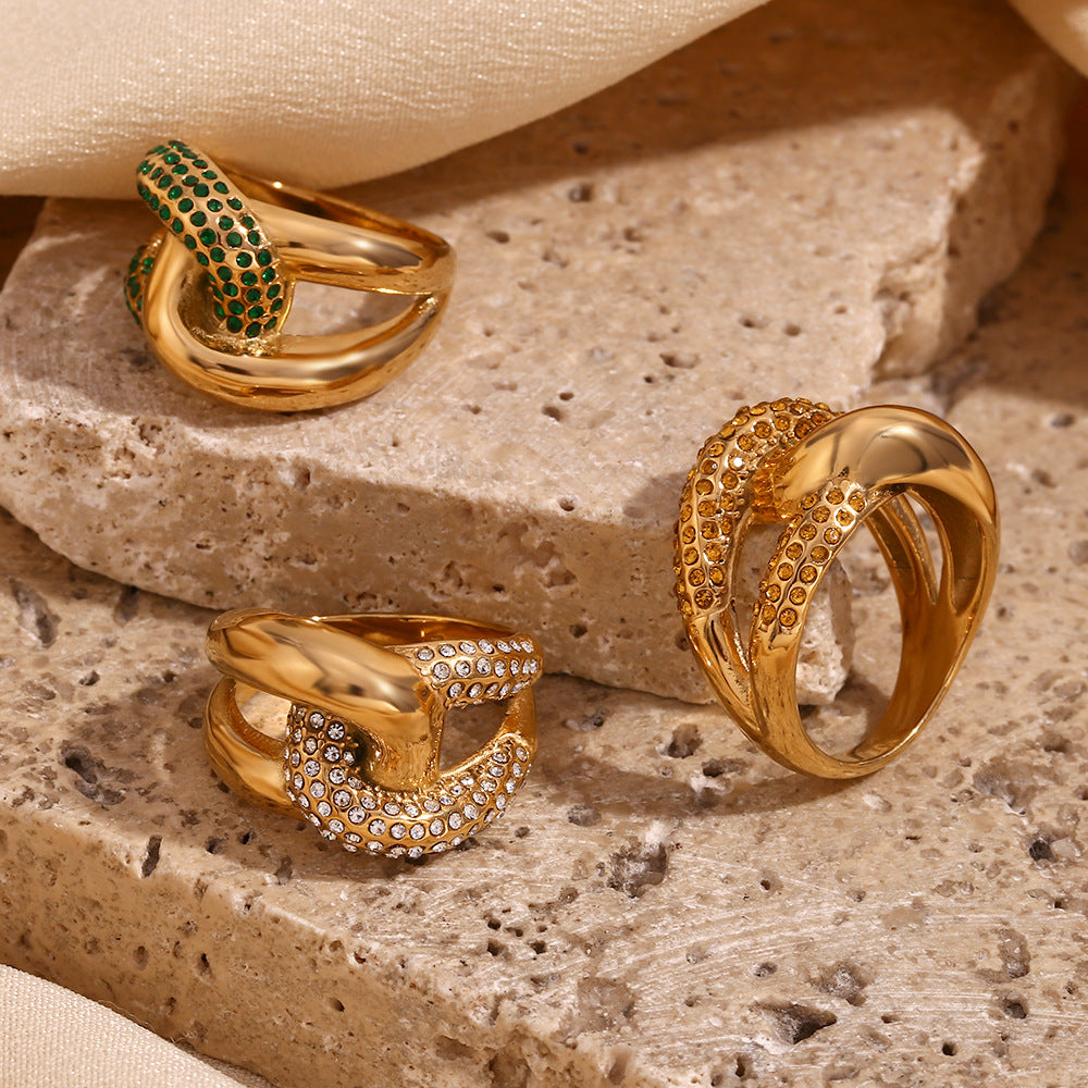 Fashion Versatile Circle Geometric Stainless Steel 18K Gold Plated Rings