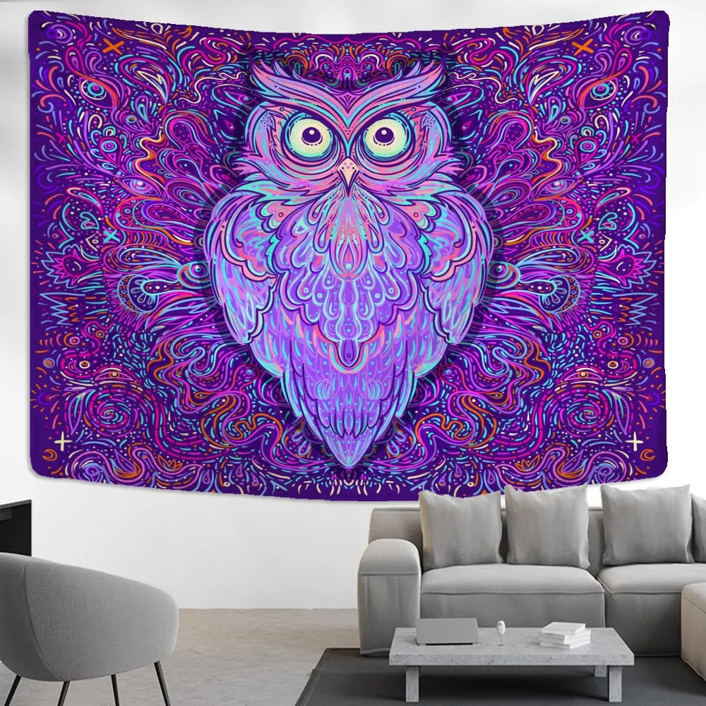 Mushroom Tapestry Wall Hanging Indian Mandala Bohemian Style Psychedelic Hippie Night Moon Witchcraft Home Decor