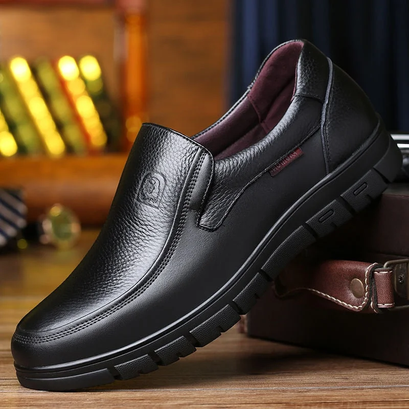 Inongge Men's Genuine Leather Shoes 38-46 Head Leather Soft Anti-slip Rubber Loafers Shoes Man Casual Real Leather Shoes