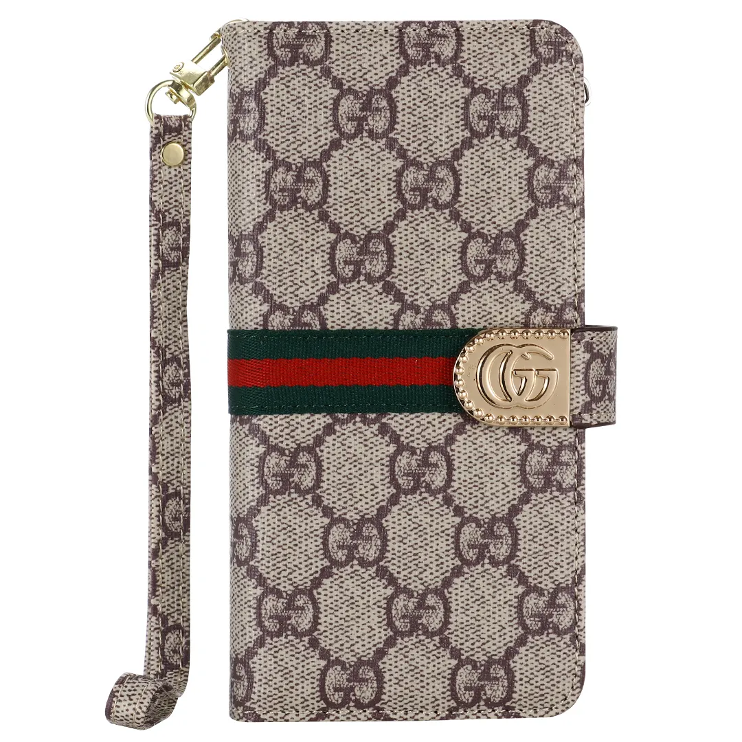 Monogram LV canvas leather wallet iPhone Samsung mobile phone case