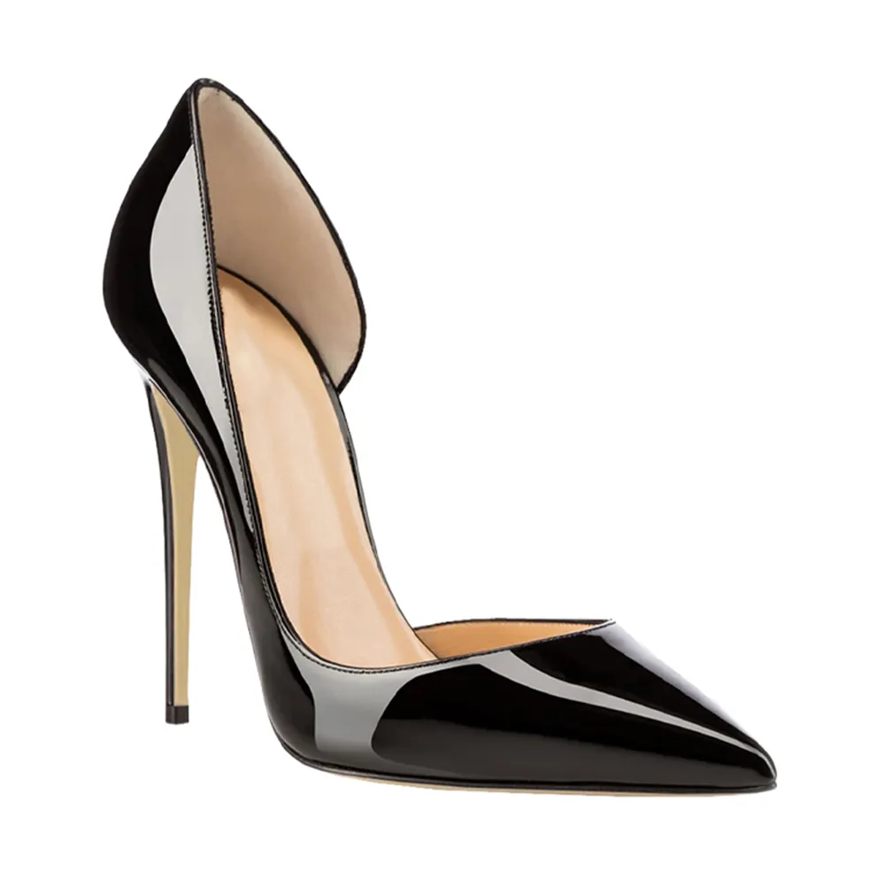 120mm Women's Classic Closed Pointed Toe Bridal Wedding Party Pumps Black Patent-vocosishoes