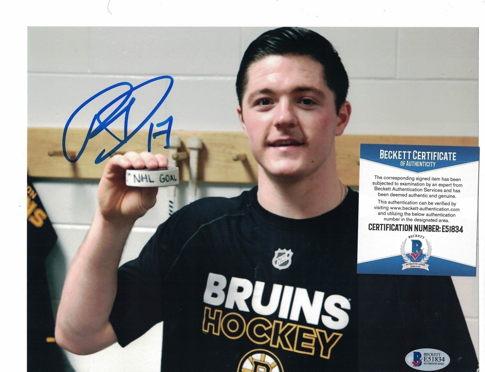 Ryan Donato Boston Bruins 1st Goal Signed 8 x 10 Photo Poster painting BAS Beckett Certified